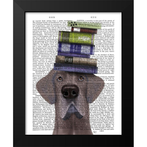 Great Dane and Books Black Modern Wood Framed Art Print by Fab Funky
