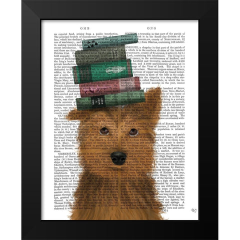 Yorkshire Terrier and Books Black Modern Wood Framed Art Print by Fab Funky