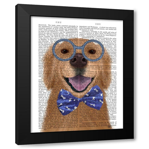 Golden Retriever, Glasses and Bow Tie Black Modern Wood Framed Art Print with Double Matting by Fab Funky