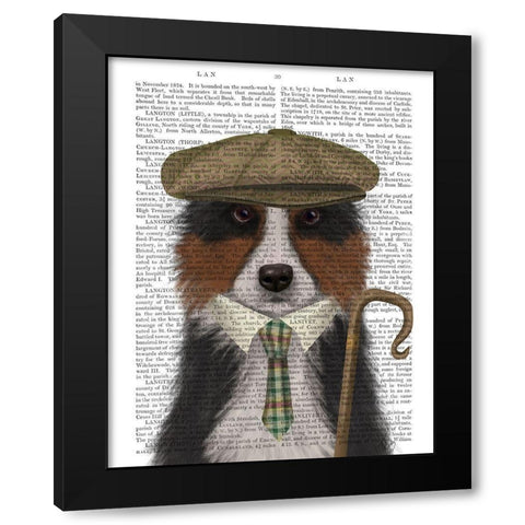 Border Collie Shepherd Black Modern Wood Framed Art Print by Fab Funky