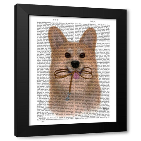 Corgi Walkies Black Modern Wood Framed Art Print with Double Matting by Fab Funky