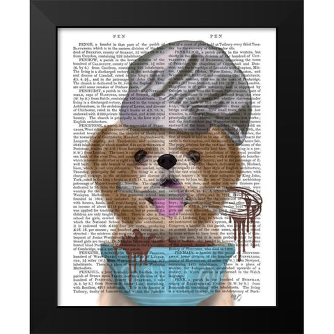 Shih Tzu Baker Black Modern Wood Framed Art Print by Fab Funky