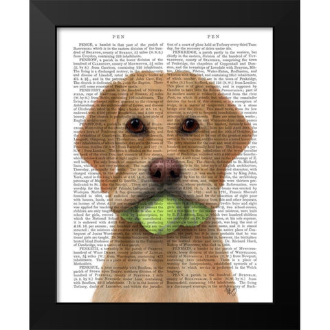 Yellow Labrador and Tennis Balls Black Modern Wood Framed Art Print by Fab Funky