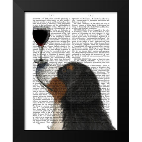 Dog Au Vin, Bernese Black Modern Wood Framed Art Print by Fab Funky