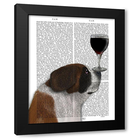 Dog Au Vin, St Bernard Black Modern Wood Framed Art Print with Double Matting by Fab Funky