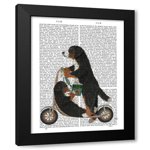 Bernese Scooter Black Modern Wood Framed Art Print by Fab Funky