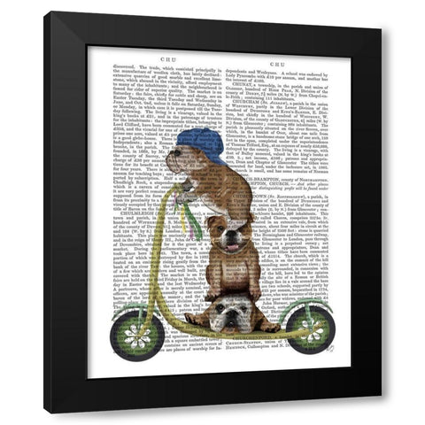 English Bulldog Scooter Black Modern Wood Framed Art Print by Fab Funky