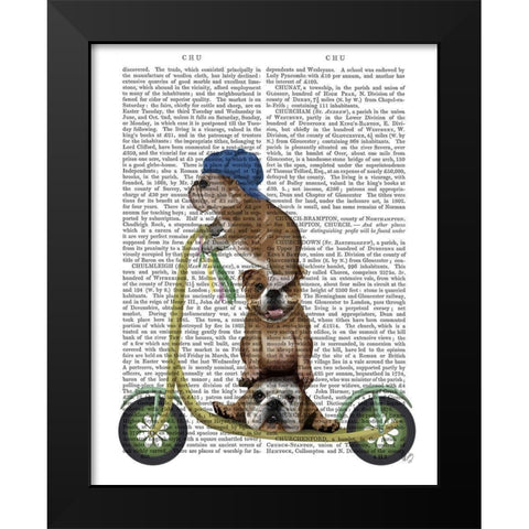 English Bulldog Scooter Black Modern Wood Framed Art Print by Fab Funky