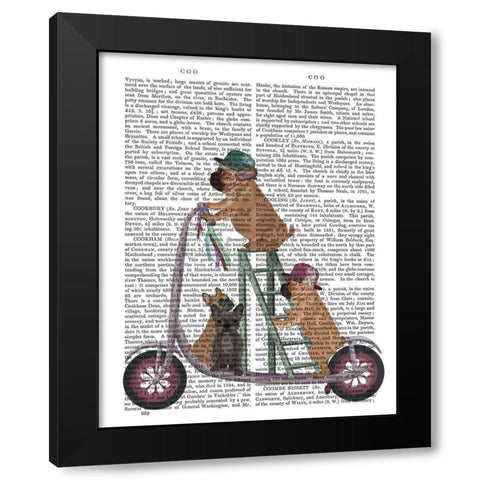 French Bulldog Scooter Black Modern Wood Framed Art Print by Fab Funky