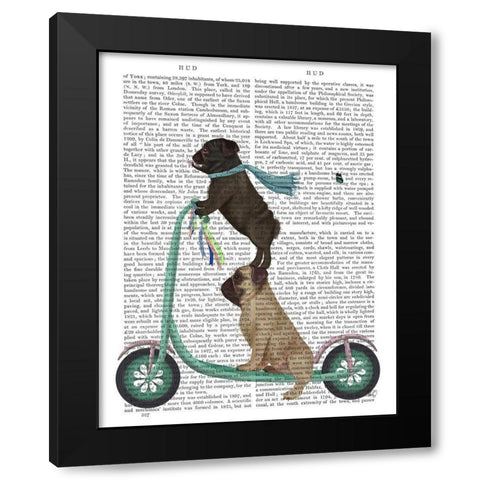 Pug Scooter Black Modern Wood Framed Art Print with Double Matting by Fab Funky