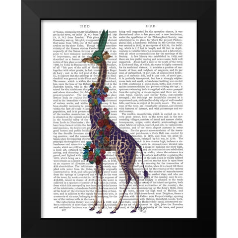Giraffe Bunny Mask, Full Black Modern Wood Framed Art Print by Fab Funky