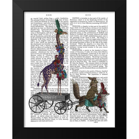 Giraffe Delivery Black Modern Wood Framed Art Print by Fab Funky