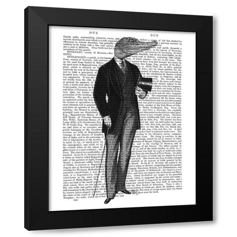 Crocodile Gent Black Modern Wood Framed Art Print by Fab Funky