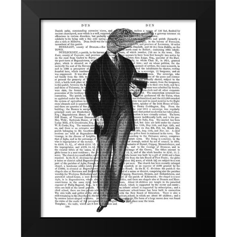 Crocodile Gent Black Modern Wood Framed Art Print by Fab Funky