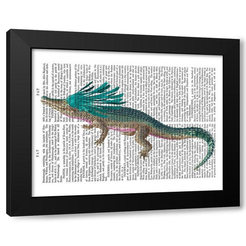 Crocodile with Headdress Black Modern Wood Framed Art Print with Double Matting by Fab Funky