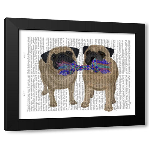 Pugs and Cloth Bone Black Modern Wood Framed Art Print with Double Matting by Fab Funky