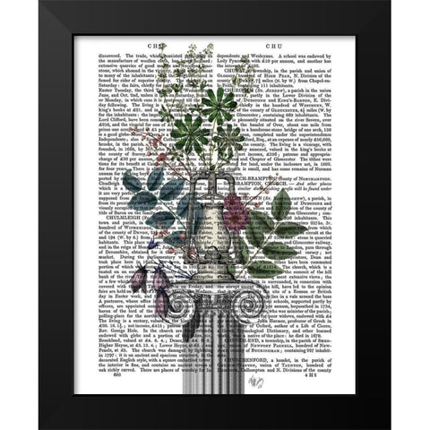 Lamp On Plinth Black Modern Wood Framed Art Print by Fab Funky