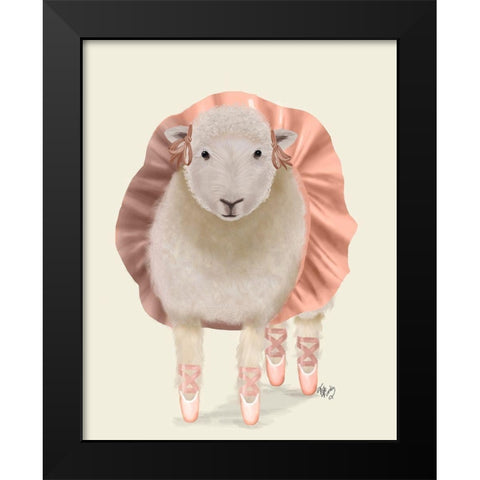 Ballet Sheep 1 Black Modern Wood Framed Art Print by Fab Funky