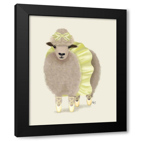 Ballet Sheep 2 Black Modern Wood Framed Art Print by Fab Funky