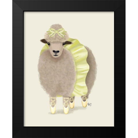 Ballet Sheep 2 Black Modern Wood Framed Art Print by Fab Funky