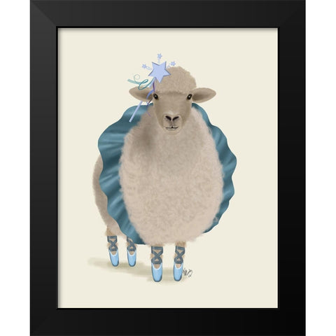 Ballet Sheep 5 Black Modern Wood Framed Art Print by Fab Funky