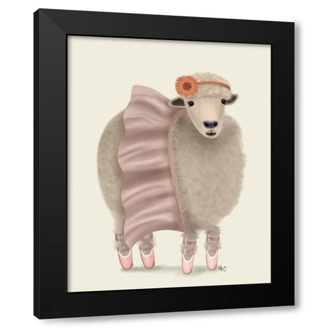 Ballet Sheep 6 Black Modern Wood Framed Art Print with Double Matting by Fab Funky
