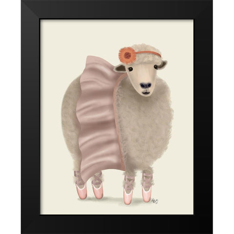 Ballet Sheep 6 Black Modern Wood Framed Art Print by Fab Funky