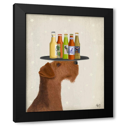 Airdale Beer Lover Black Modern Wood Framed Art Print with Double Matting by Fab Funky