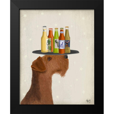 Airdale Beer Lover Black Modern Wood Framed Art Print by Fab Funky