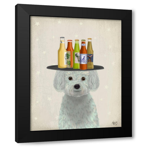 Bichon Frise Beer Lover Black Modern Wood Framed Art Print with Double Matting by Fab Funky