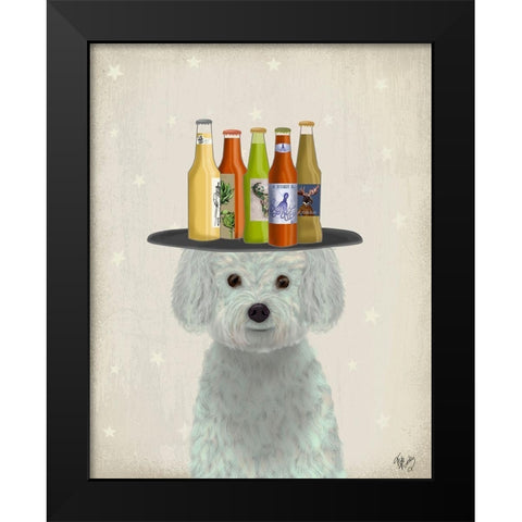 Bichon Frise Beer Lover Black Modern Wood Framed Art Print by Fab Funky