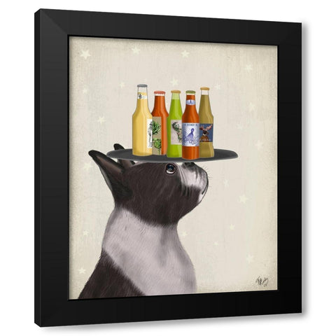 Boston Terrier Beer Lover Black Modern Wood Framed Art Print by Fab Funky