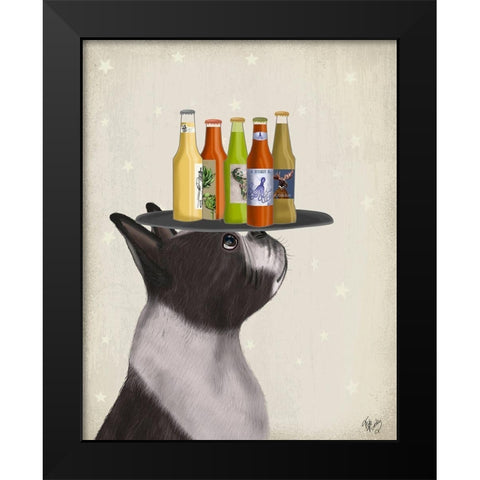 Boston Terrier Beer Lover Black Modern Wood Framed Art Print by Fab Funky