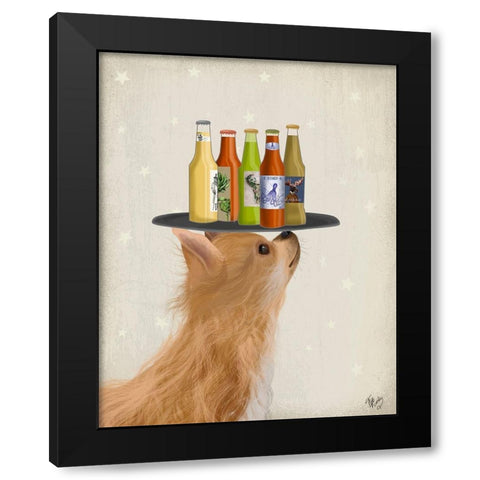 Chihuahua Beer Lover Black Modern Wood Framed Art Print by Fab Funky