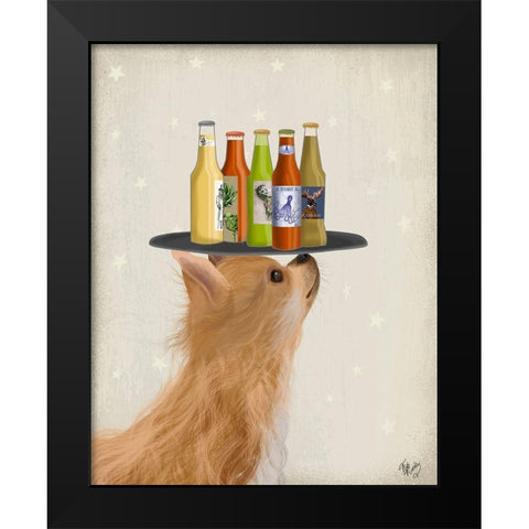Chihuahua Beer Lover Black Modern Wood Framed Art Print by Fab Funky