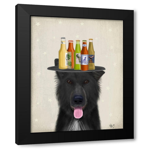 Groenendael Beer Lover Black Modern Wood Framed Art Print by Fab Funky