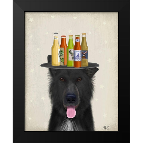 Groenendael Beer Lover Black Modern Wood Framed Art Print by Fab Funky