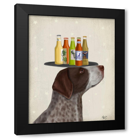 German Shorthaired Pointer Ice Cream Beer Lover Black Modern Wood Framed Art Print with Double Matting by Fab Funky