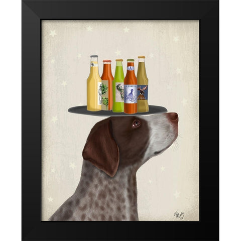 German Shorthaired Pointer Ice Cream Beer Lover Black Modern Wood Framed Art Print by Fab Funky