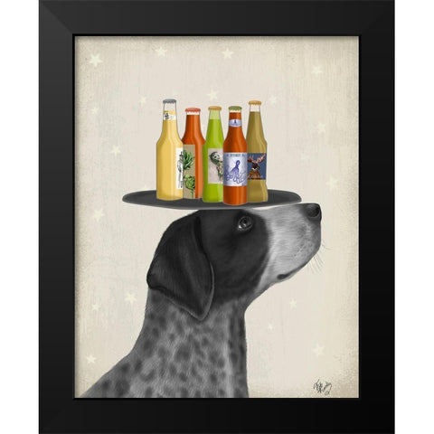 German Shorthaired Pointer Ice Cream, Black Beer Lover Black Modern Wood Framed Art Print by Fab Funky