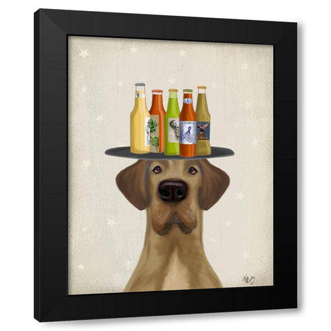 Great Dane Tan Beer Lover Black Modern Wood Framed Art Print with Double Matting by Fab Funky