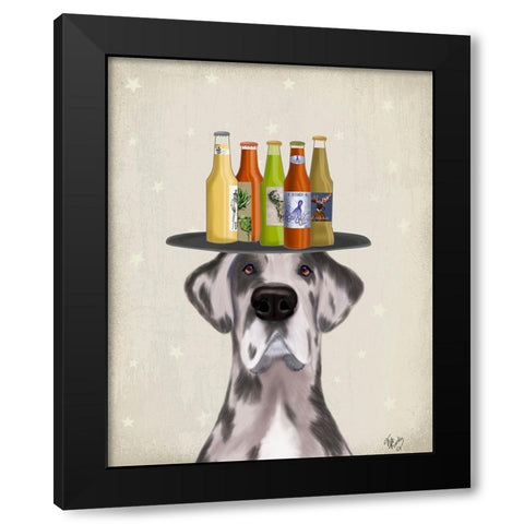 Great Dane Harlequin Beer Lover Black Modern Wood Framed Art Print with Double Matting by Fab Funky
