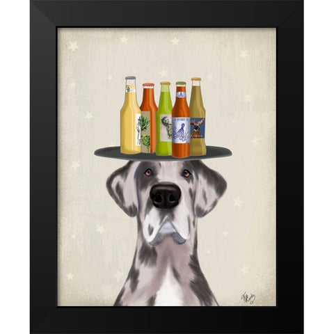 Great Dane Harlequin Beer Lover Black Modern Wood Framed Art Print by Fab Funky