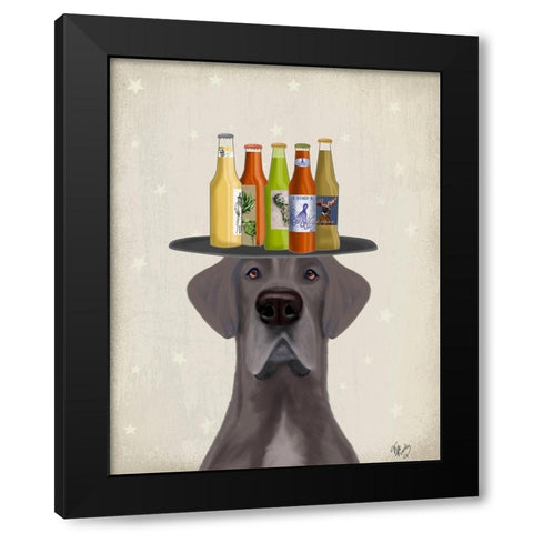 Great Dane Blue Beer Lover Black Modern Wood Framed Art Print with Double Matting by Fab Funky