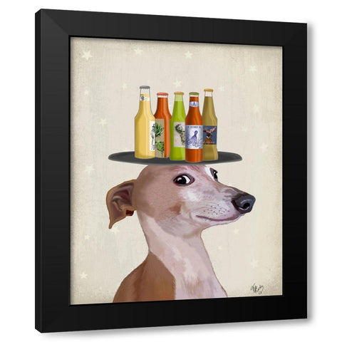 Greyhound Tan Beer Lover Black Modern Wood Framed Art Print with Double Matting by Fab Funky