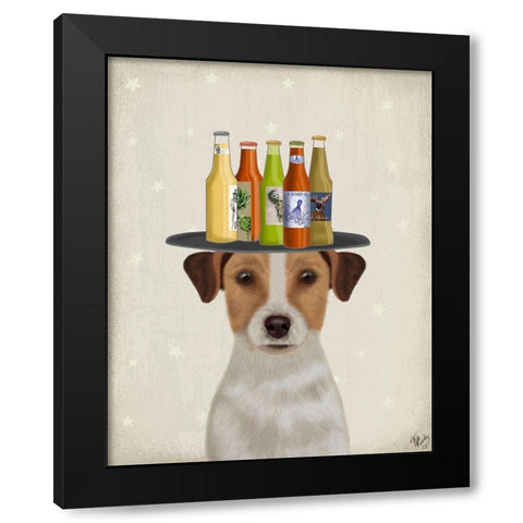 Jack Russell Beer Lover Black Modern Wood Framed Art Print by Fab Funky