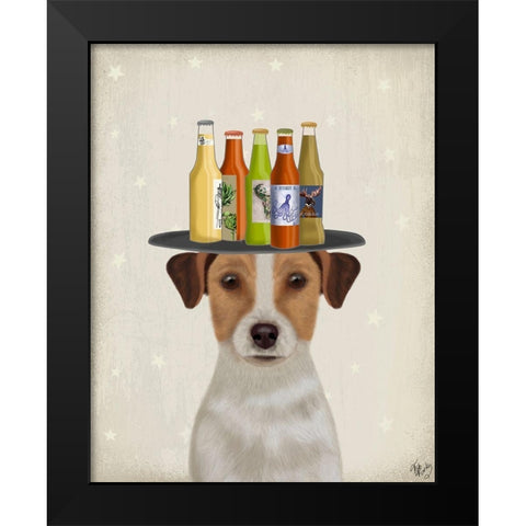 Jack Russell Beer Lover Black Modern Wood Framed Art Print by Fab Funky
