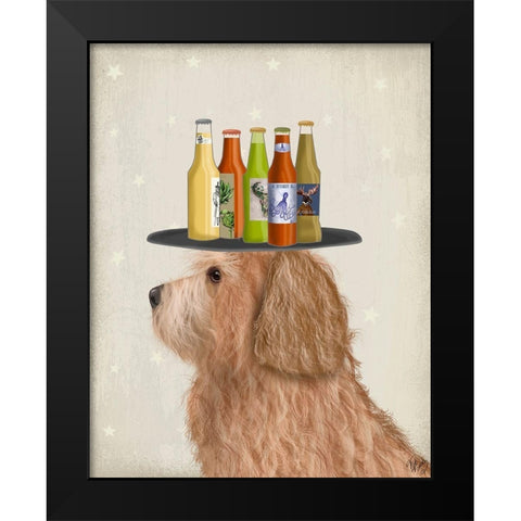 Labradoodle Gold 2 Beer Lover Black Modern Wood Framed Art Print by Fab Funky