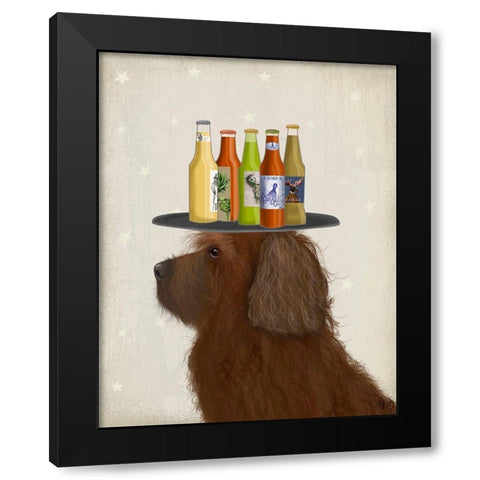 Labradoodle Brown 2 Beer Lover Black Modern Wood Framed Art Print with Double Matting by Fab Funky