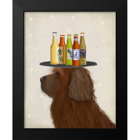 Labradoodle Brown 2 Beer Lover Black Modern Wood Framed Art Print by Fab Funky